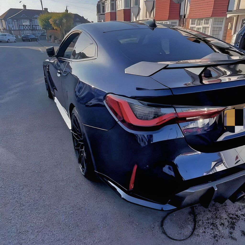 Scratch-free finish on a M4 competition after an exterior detail in Croydon